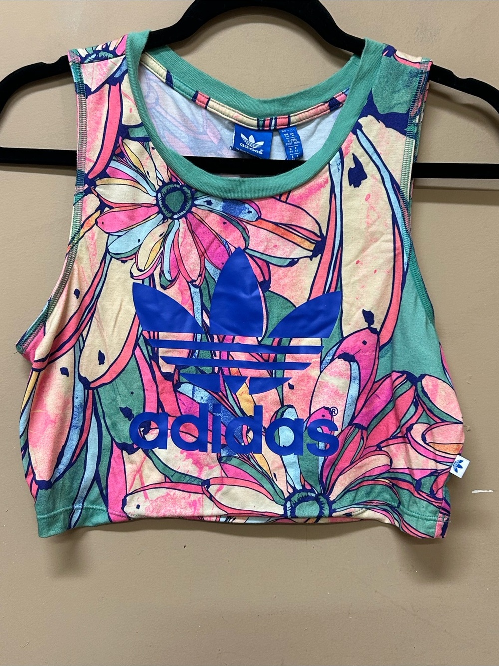 Adidas Originals x FARM Rio Floral Crop Tank Top Trefoil Festival Tropical M